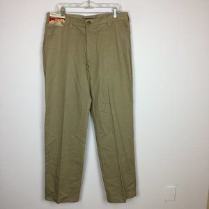 NWT Lee Custom Fit Pants Mens Size 36x34 Comfort Flex Waist Flat Front Beige NEW